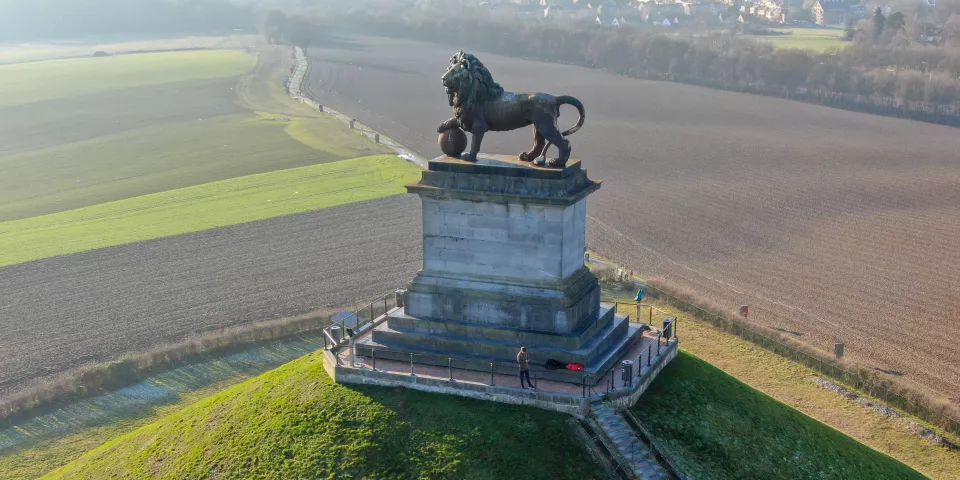Vista aérea de la Loma del León en el Memorial de Waterloo, Bélgica