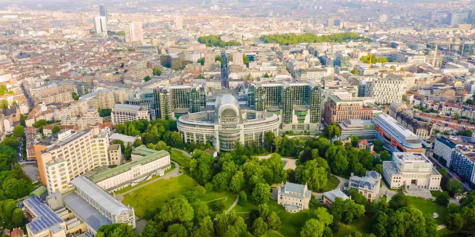 Vista aérea Barrio-europeo-Donde dormir en Bruselas-Guía Viaje Buendía Tours