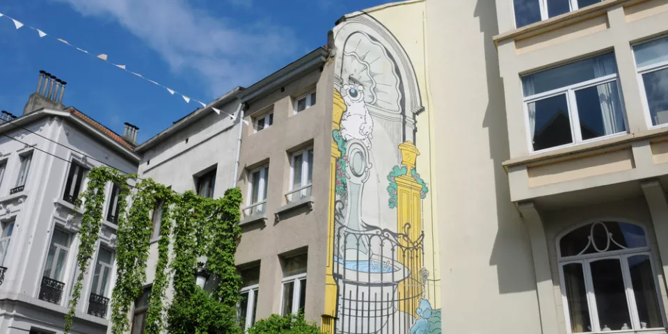Mural de Cubitus - Ruta del Comic - Bruselas - Buendía Tours